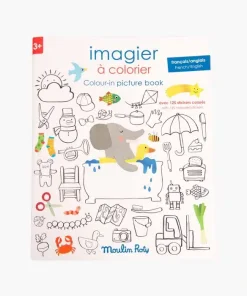 Imagier à colorier avec stickers Les Popipop – Moulin Roty