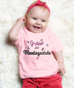 PROMO T SHIRT BEBE : Graine de montagnarde-ROSE-6/12MOIS