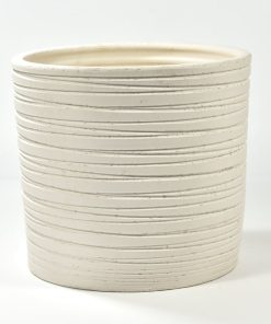 Pot Galestro Cilindro Rigato blanc