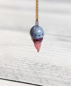 Porcelain Pendant : Jellyfish with gold and pearl