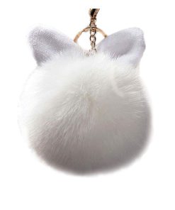 Porte-clés Pompon Lapin – Blanc